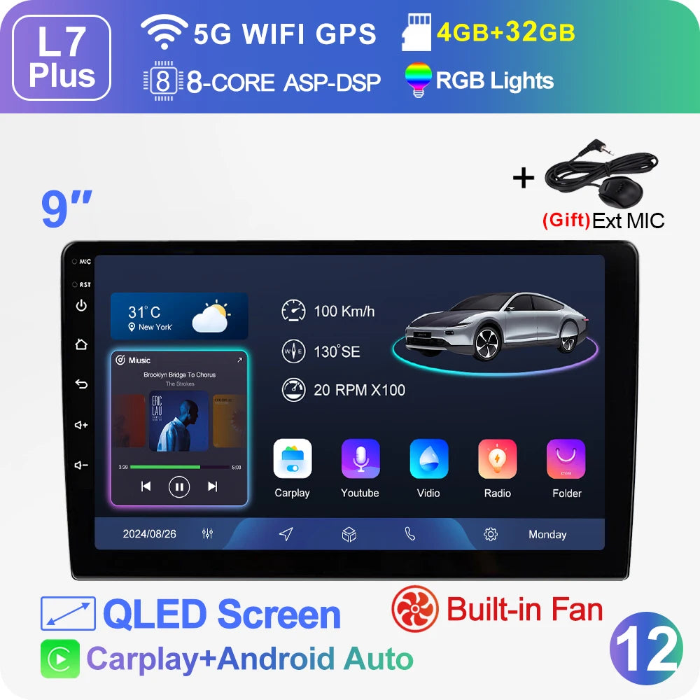 LEHX L3X 5G WIFI 2din 9 inch Android 15 Car Radio Steeo CarPlay gps for Toyota VW Hyundai Kia Honda LADA FIAT Autoradio Headunit