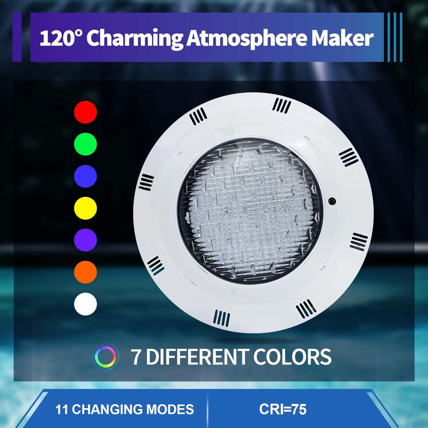 45W RGB LED Underwater Swimming Pool Light IP68 Waterproof 7 Colors Changing Underwater Pool Lights with Remote Control