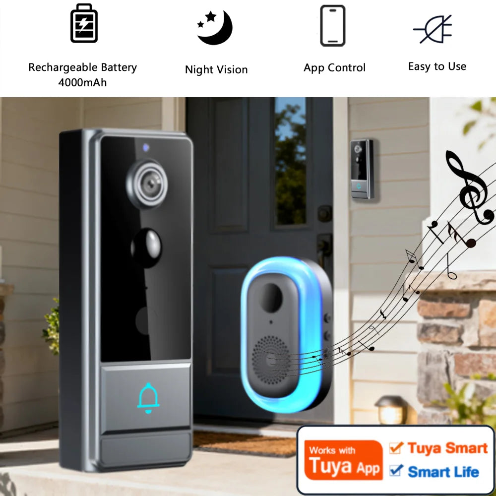 Wireless Smart Video Doorbell, Doorbell Camera, Home Security WiFi Doorbell Camera, PIR Motion Doorbell, Intelligent Package Detection,Elderly And Pets Safety Surveillance Camera Suitable Apartment/ Indoor/ Outdoor Security