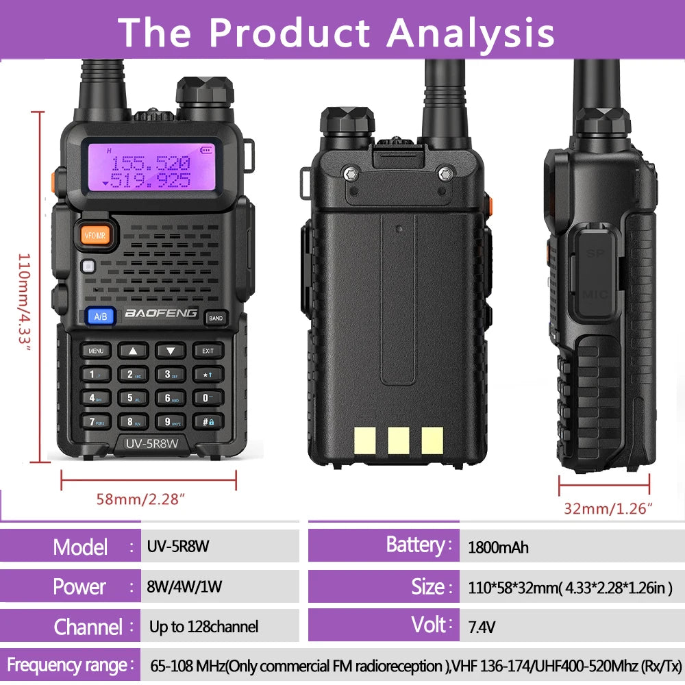 Baofeng UV-5R Dual Band VHF UHF Portable Two-Way Radio Transceiver