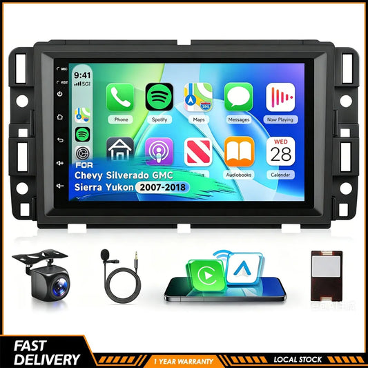 7inch Android 13 Car Touch Stereo Radio 2+32G GPS Navigation Head For Chevy Silverado Suburban Equinox Traverse Colorado GMC Sierra Terrain 2007-2018 Support Wireless Carplay Bluetooth FM WiFi Mirror Link Split Steering Wheel