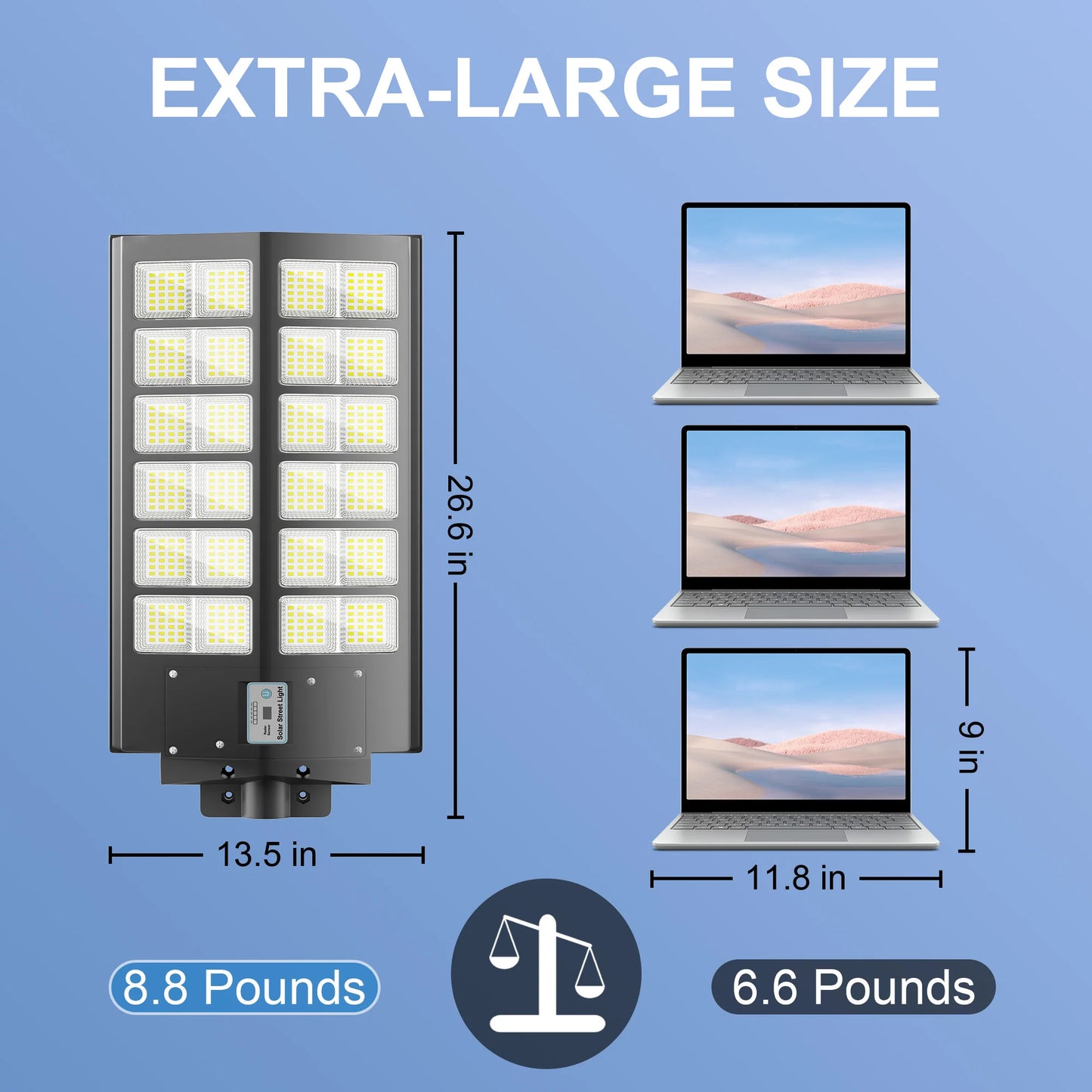 1-Pack 6000W Solar LED Flood Light, Solar Street Light with Motion Sensor & Remote Control, Dusk-to-Dawn Auto On/Off, 3 Brightness Modes, IP65 Waterproof, Easy Installation, Ideal for Yard, Patio, Basketball Court, Parking Lo
