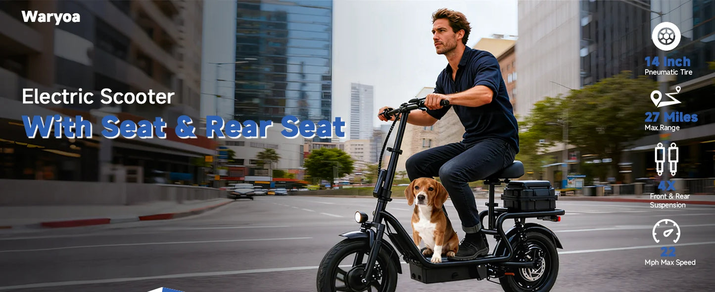 2026 New 500W 14inch Electric Bicycle with Box 10.4AH Battery 28Miles Max Range 22MPH Max Speed Shock Absorption Foldable Adult Ebike