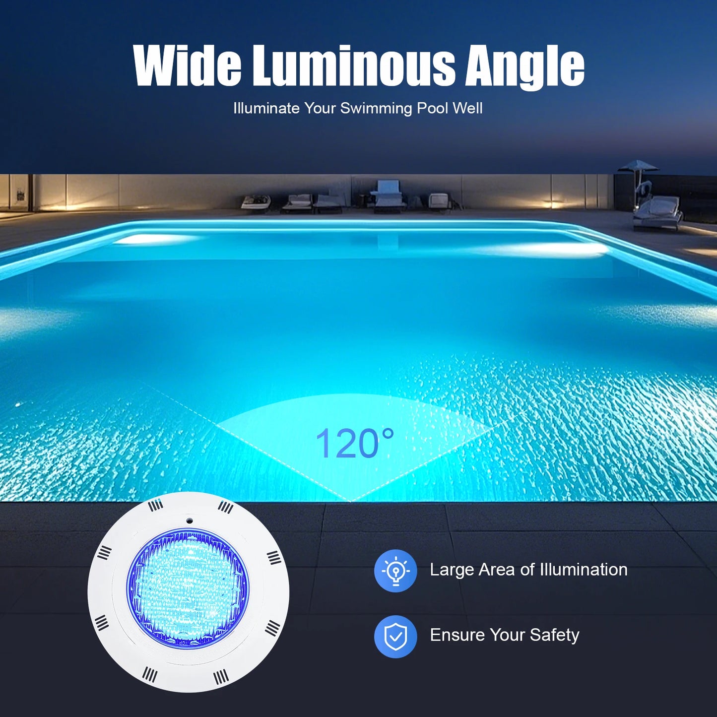 45W & 36W RGB LED Pool Light IP68 Waterproof 460/360 LEDs 2500/3600lm Remote Control for Swimming Pool Fountain Pond