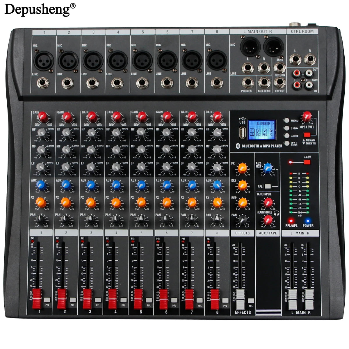 6//8/12 Channel Professional Audio Mixer  Studio Audio Console USB MP3 Input 48v Phantom Power DJ Console