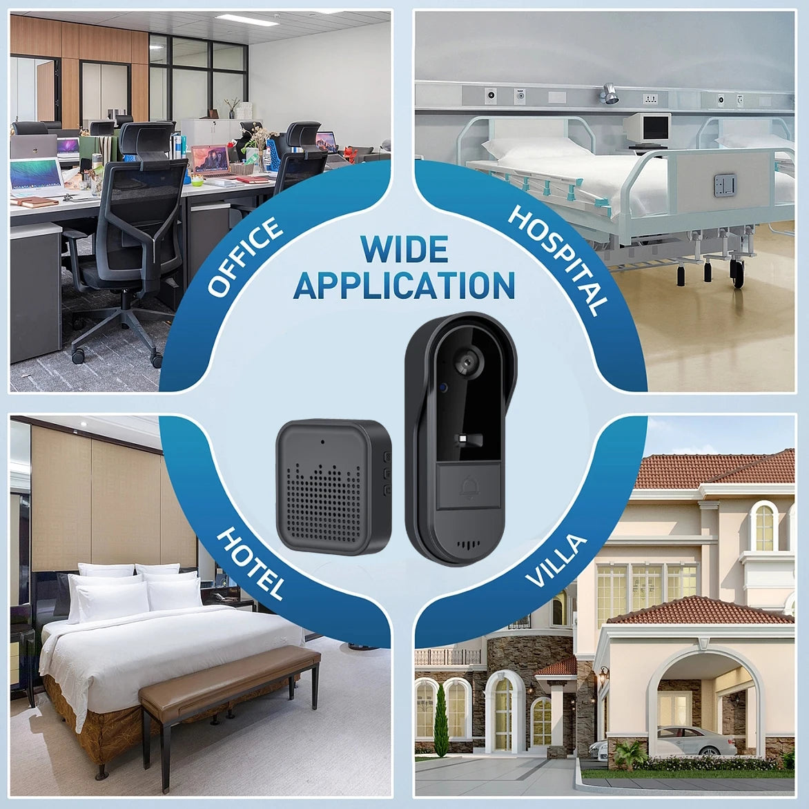 Tuya WiFi doorbell  2-way HD 1080P, microSD/cloud, waterproof, 1000mAh battery, long standby,Wireless Security Camera