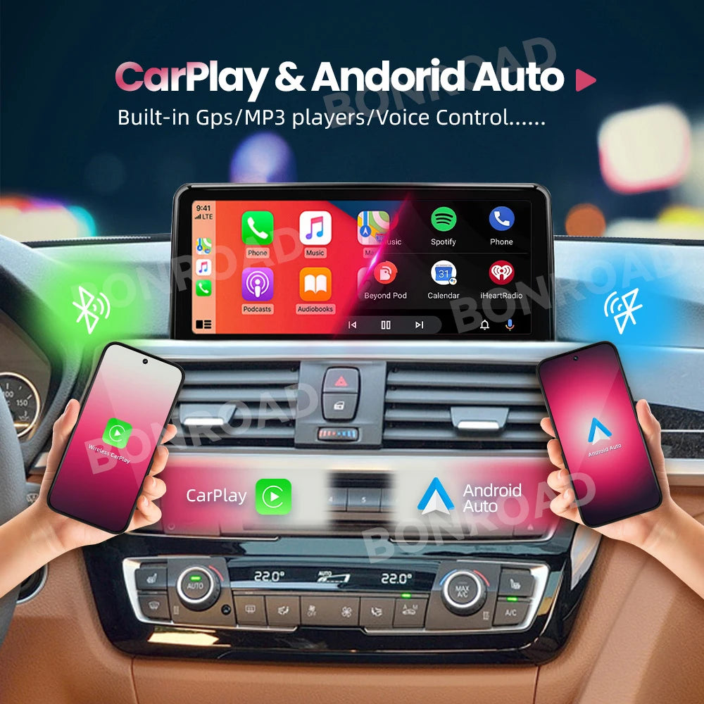 BONROAD Car Radio Wireless Carplay Android auto For BMW X5 E70 X6 E71 CCC CIC Bluetooth Mirror Link Navigation GPS Touch Screen