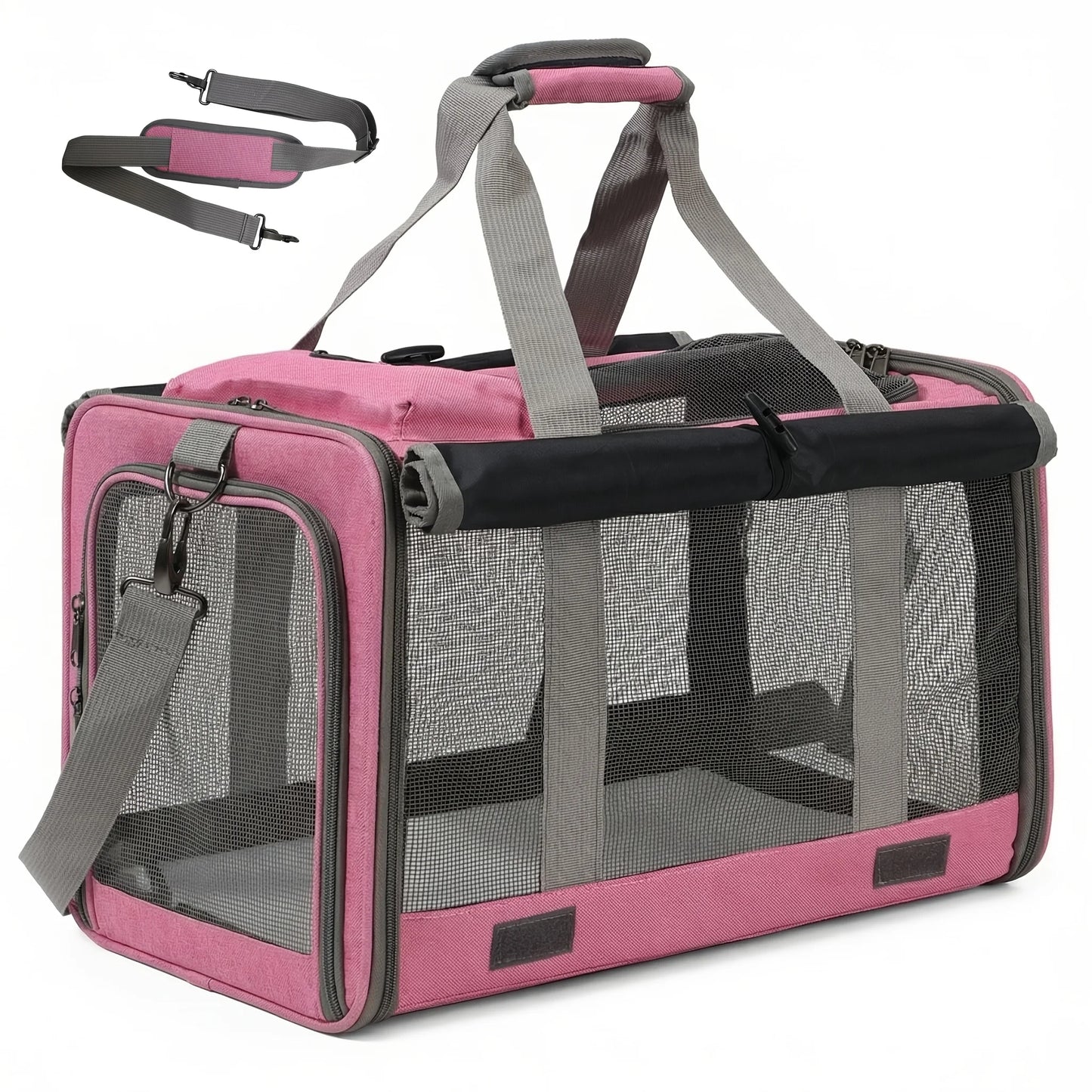 Airline Approved Soft Sided Pet Carrier Bag Collapsible Breathable Mesh Travel Crate for Medium Cats Small Dogs with Free Leash and Collar Set Oxford Cloth Portable Transport Handbag