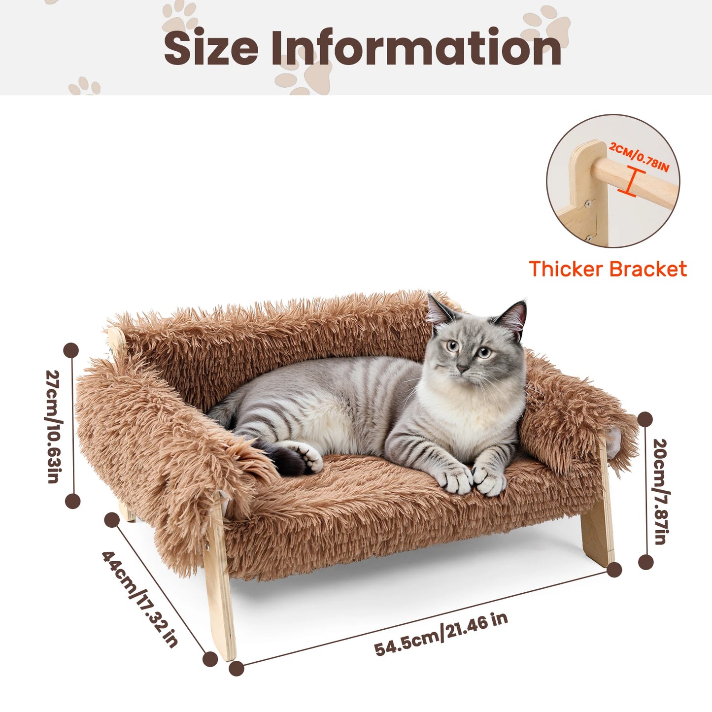 Comfortable Plush Wooden Leg Cat Sofa Bed Indoor Pets