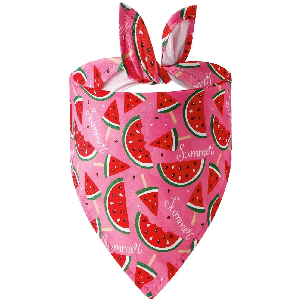 Adjustable Fruit Floral Dog Bandana Soft Washable Scarf
