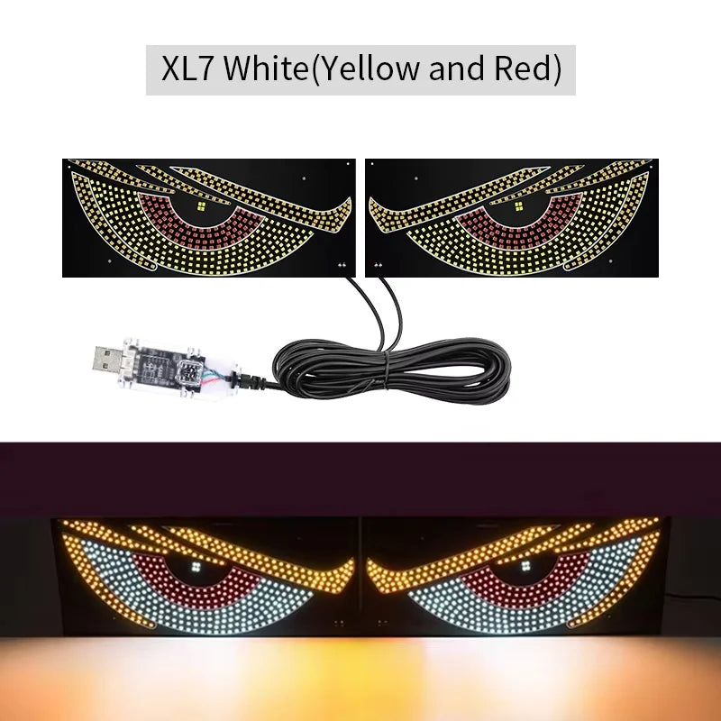 Devil Eyes Light 23.23X4.72in Dynamic Eye Lights Programmable LED Display Flexible DIY Dynamic Text Music Sync Timer for Cars
