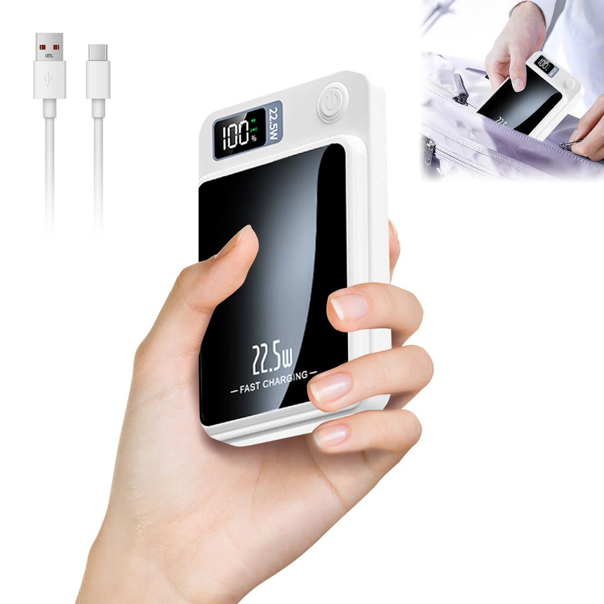 Magnetic Wireless Power Bank With Fast Charging And LED Display
