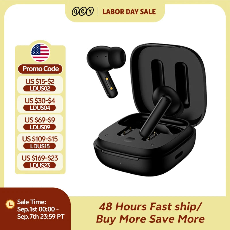 Qcy T13 Wireless Earbuds Active Noise Canceling Enc Mics