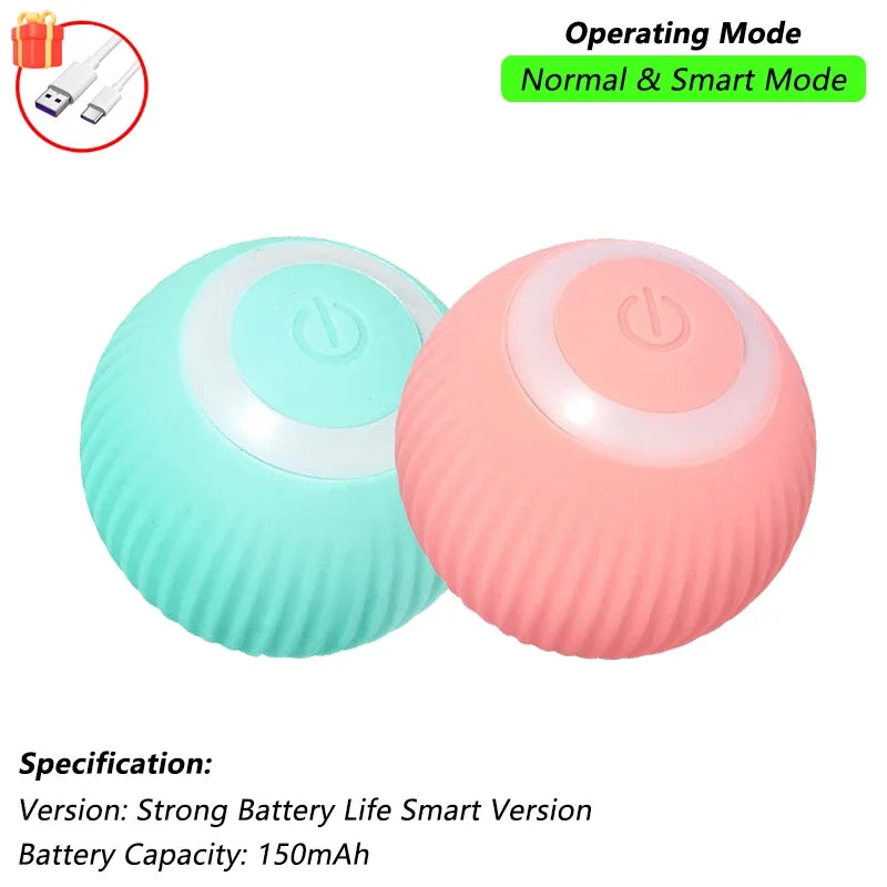Cat Interactive Ball Toy Automatic Rolling Ball Faux Tail Rechargeable Smart Pet Electric Toy Pet Training Imitate Mouse