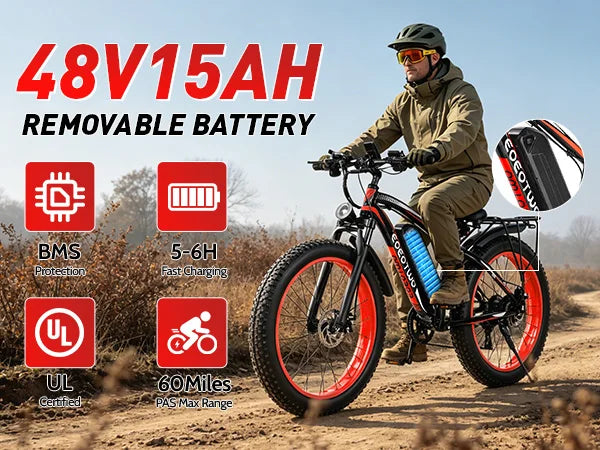 EOEOTWO 1500W Fat Tire Electric Bike for Adults 26"x4.0 All Terrain Ebike 34MPH Fast Mountain E-Bike 48V Long Range Snow Beach Bicycle