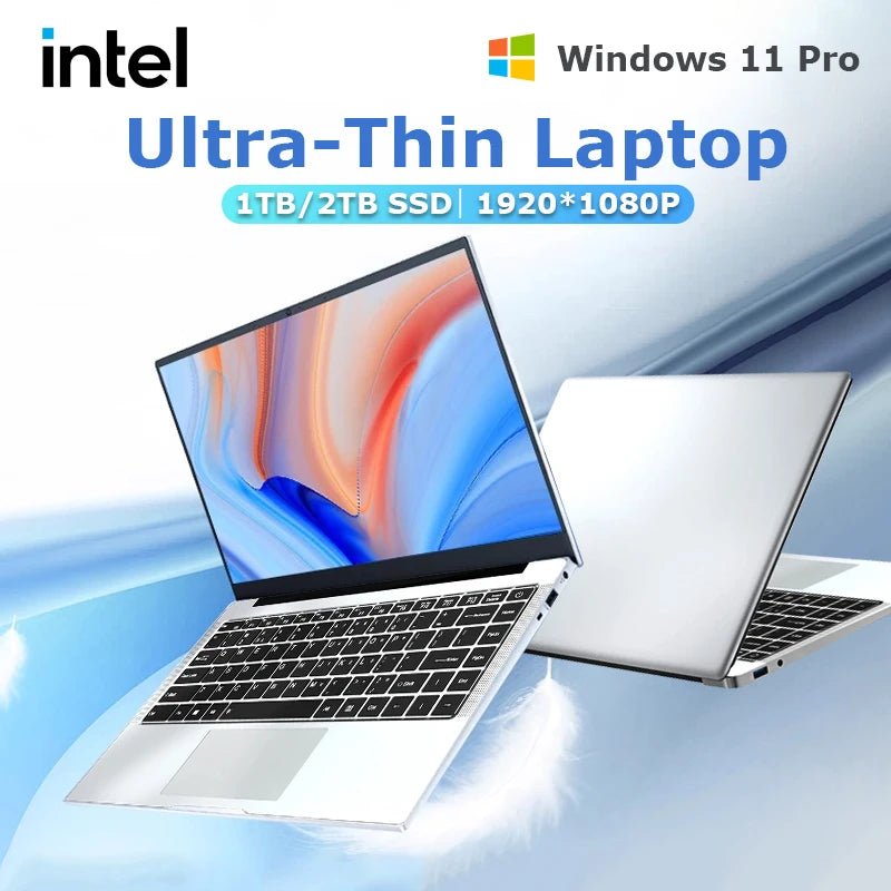 Ultra Slim Windows 11 Pro Laptop Intel Atom A3950 12GB RAM 1TB or 2TB SSD