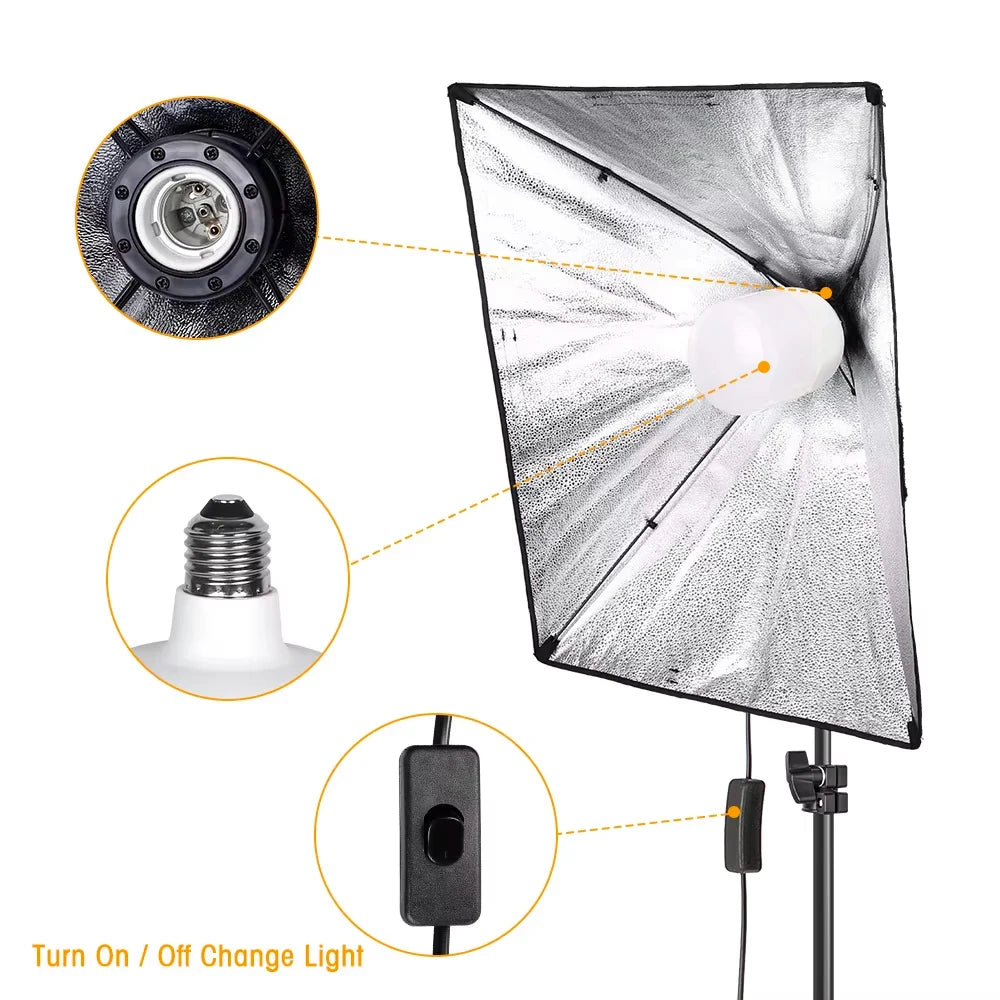 SH Professional Continuous LED Lighting Softbox Kit For Photo Studio