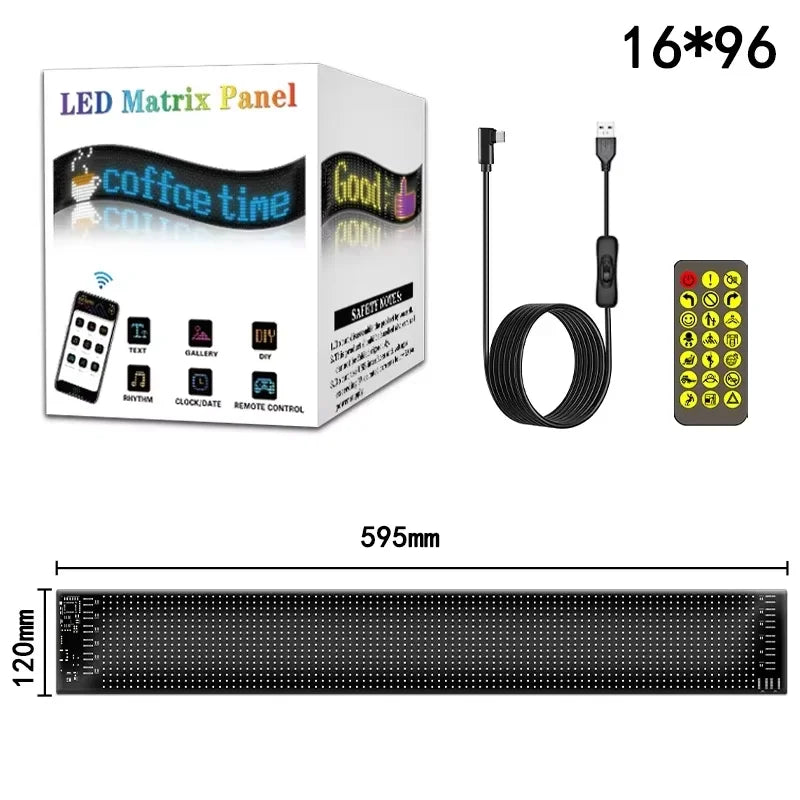 Devil Eyes Light 23.23X4.72in Dynamic Eye Lights Programmable LED Display Flexible DIY Dynamic Text Music Sync Timer for Cars
