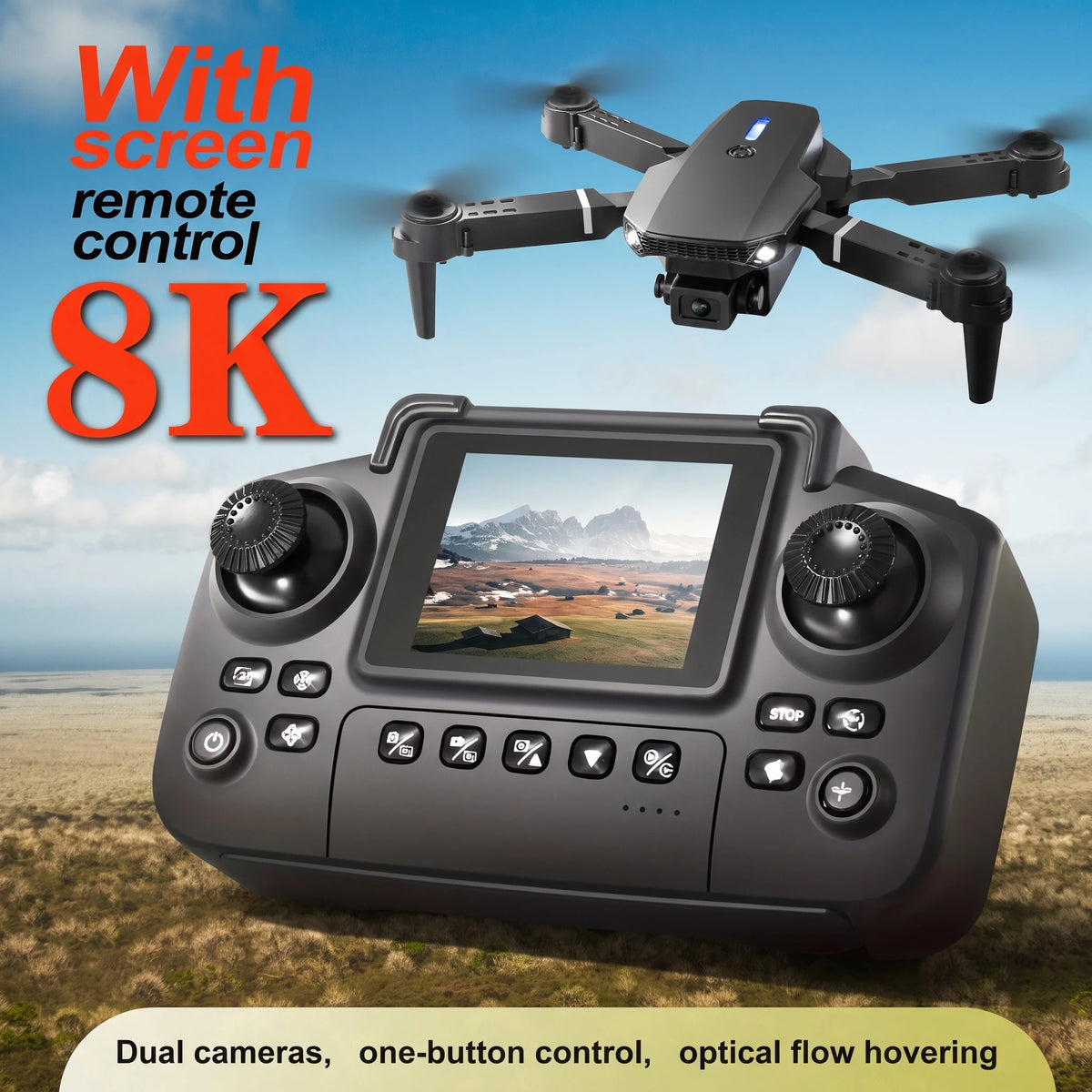 Evanovm E88Pro Max Foldable Dual Camera Drone With Auto Return