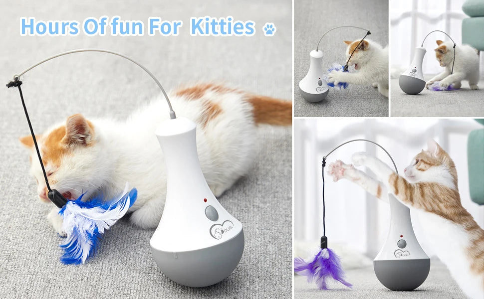 DOEL Cat Interactive Toys Funny Feather Kitten Teaser Indoor Play Automatic Toy Gift Cat Feather Toy