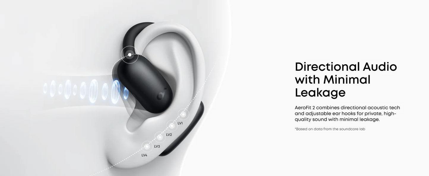 soundcore AeroFit 2 by Anker, Open-Ear Headphones, Real-Time Translation Earbuds, 4 Adjustable Positions (Refurbished)