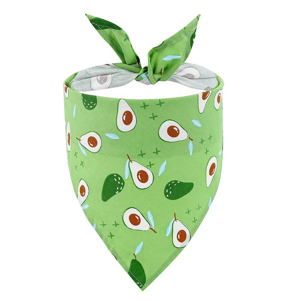 Adjustable Fruit Floral Dog Bandana Soft Washable Scarf