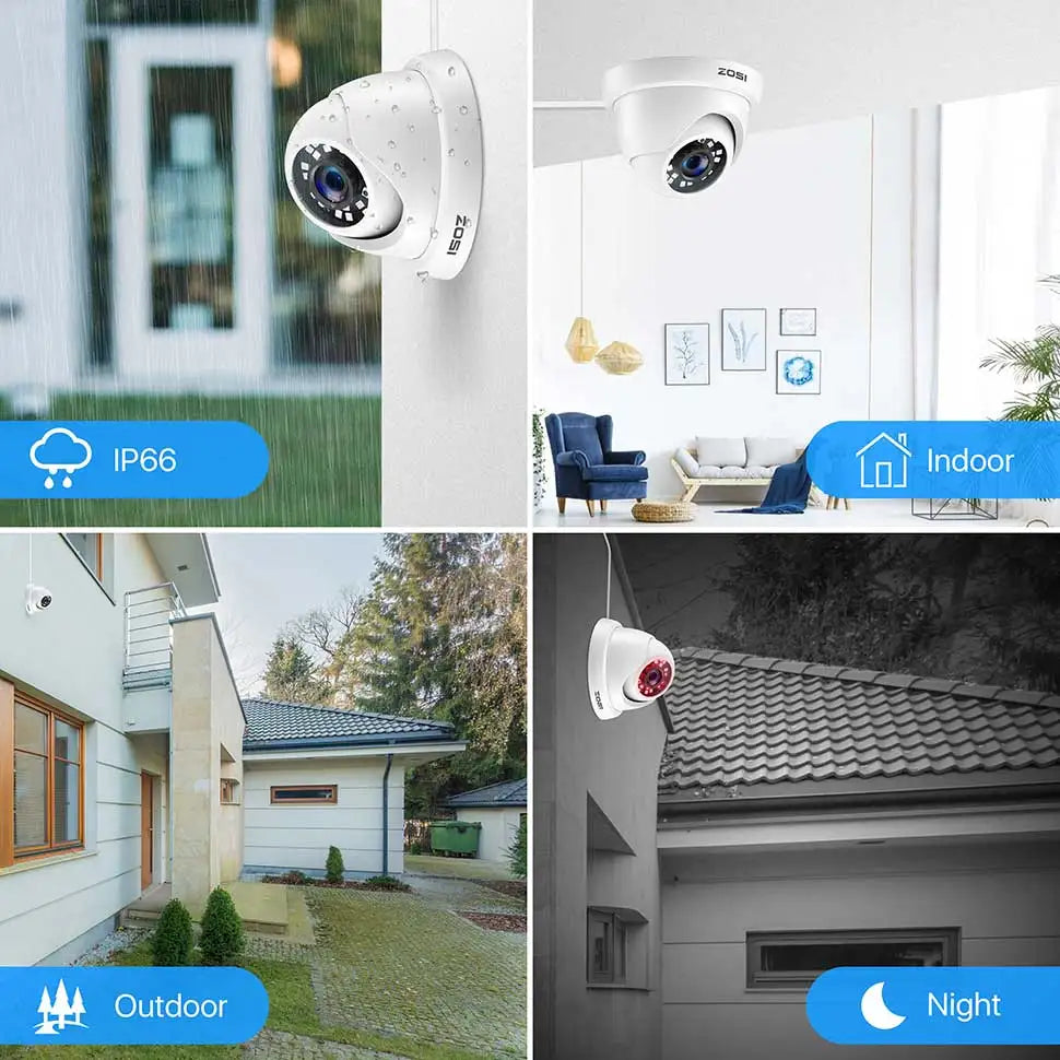 ZOSI 4Pack 2.0MP HD 1080P Security Cameras Kit Indoor Outdoor Home CCTV Dome Surveillance Camera for HD-TVI Analog DVR System