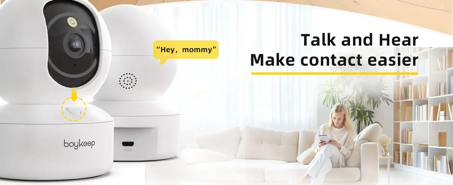 BoyKeep 2K Smart WiFi Security Camera Dual Band 5G/2.4GHz Indoor Surveillance Camera, 360° PTZ, IR Night Vision, Two-Way Audio