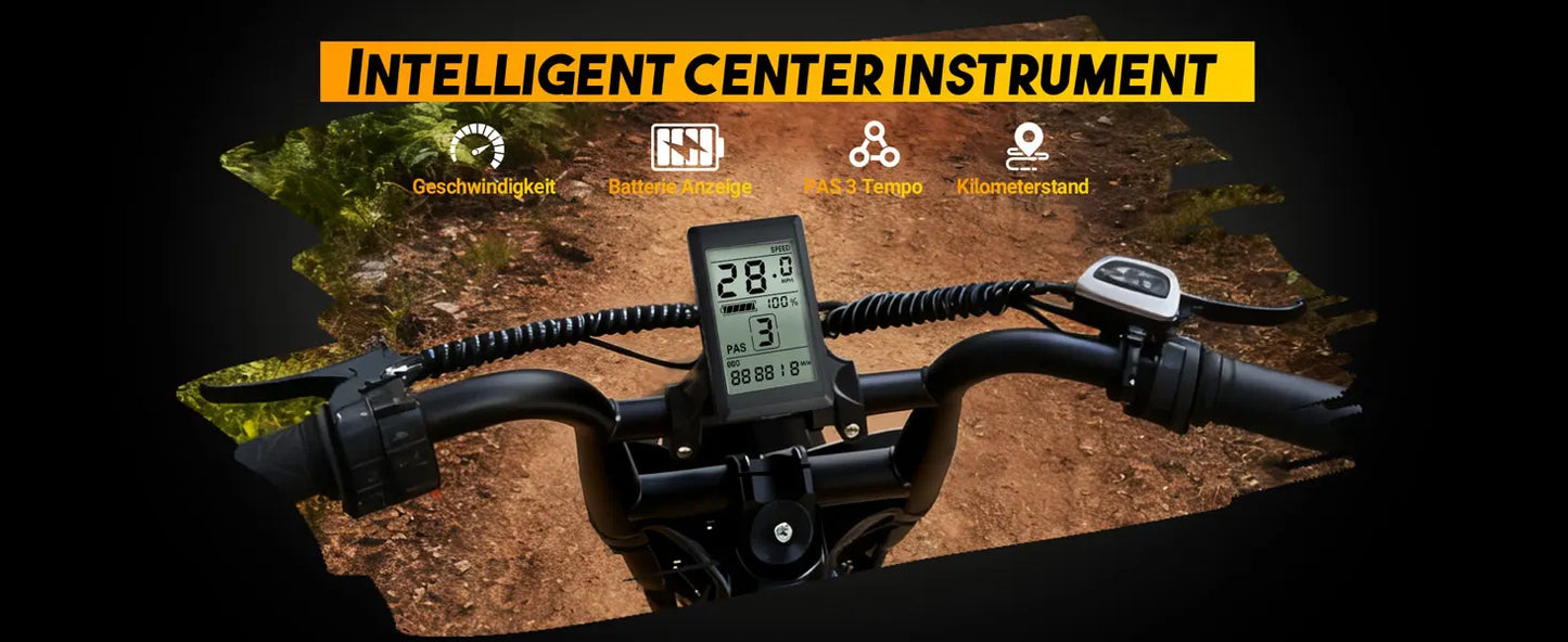 Eskute V100 Electric Dirt Bike, 1500W Peak 28MPH 48V13Ah Battery Motorcycle, All Terrain Dual Suspension E Bike 28MPH Top Speed, Ebike Up to 60 Miles Range, 16"x4" Fat Tire,  7-Speed，UL2849