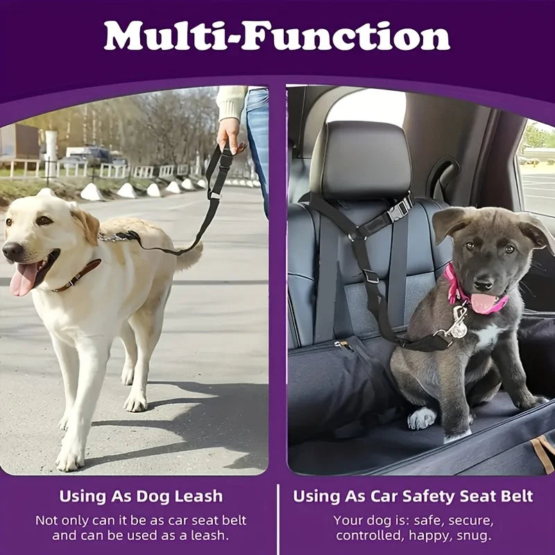 Adjustable Dog Car Harness with Seat Belt, Pet Safety Vest for Car Travel, Padded Comfortable Dog Seat Belt Restraint with Metal Buckle for Small Medium Large Dogs