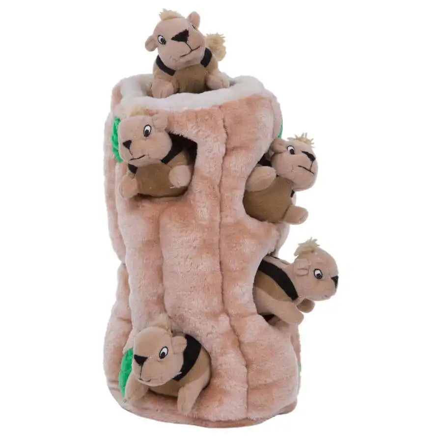 Interactive Plush Squirrel Hide Toy With 3 Squeaky Removable Squirrels For Small Dogs
