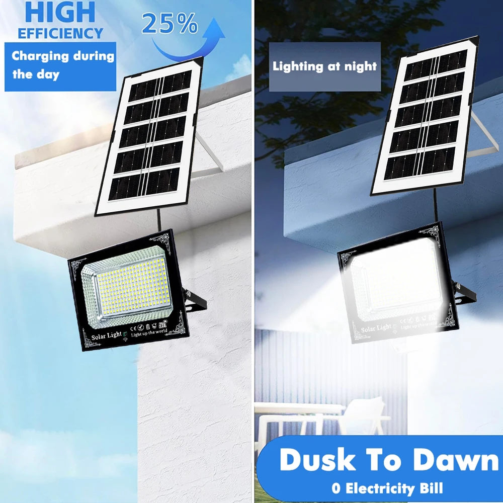 300W Outdoor Solar Flood Light Patio Light Garage Light Remote Control Indicator Light IP67 For Outdoor Patio Garden Billboards