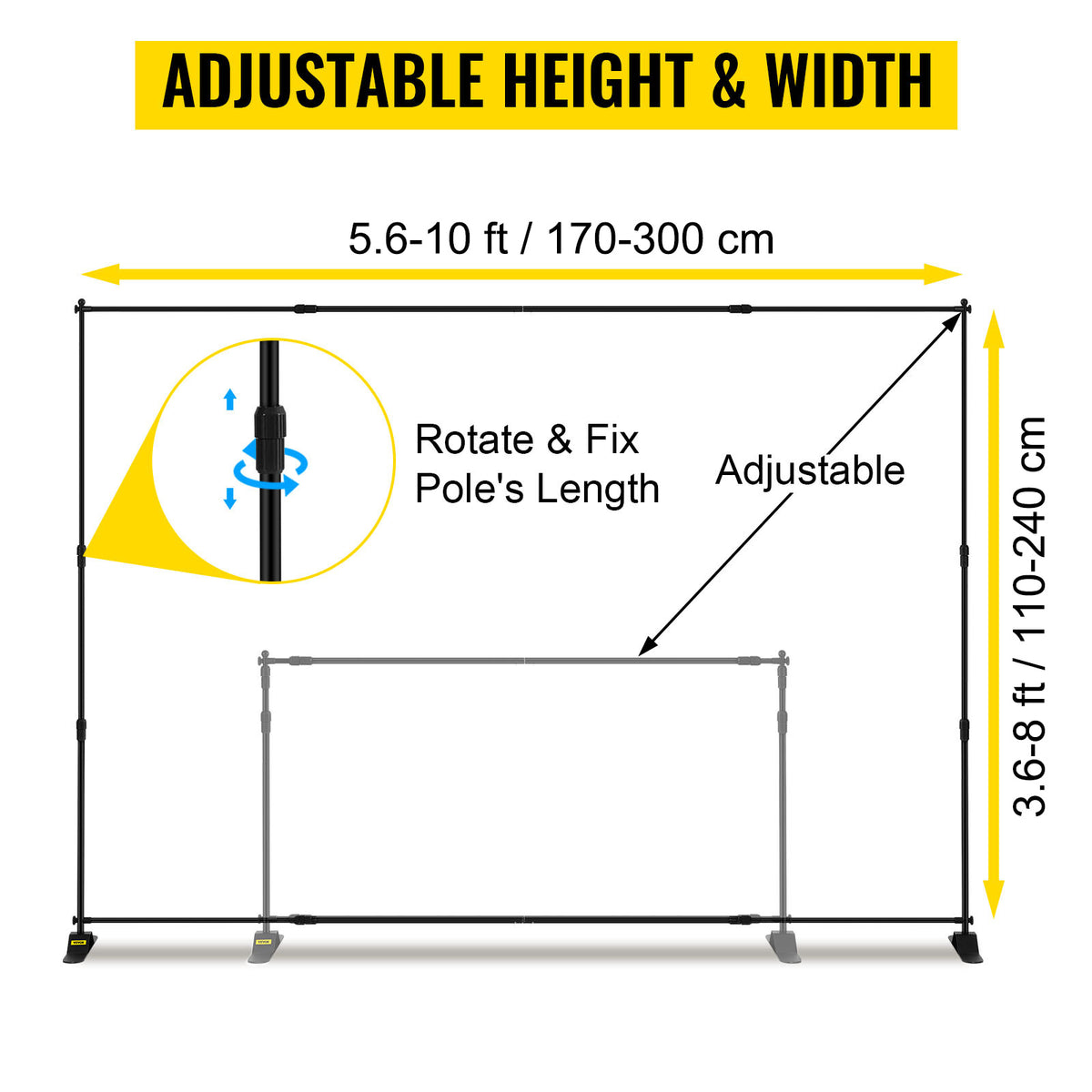 SucceBuy Adjustable Telescopic Backdrop Stand For Photography